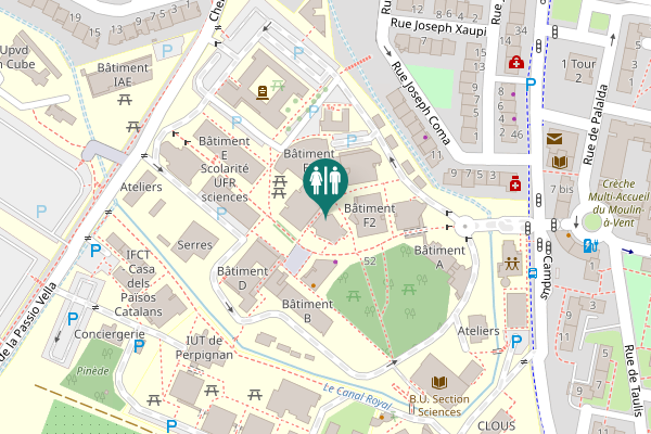 Map showing location of Place de l'Aqua Toilet