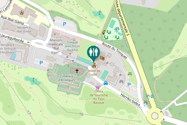Map showing location of Arcangues Toilet