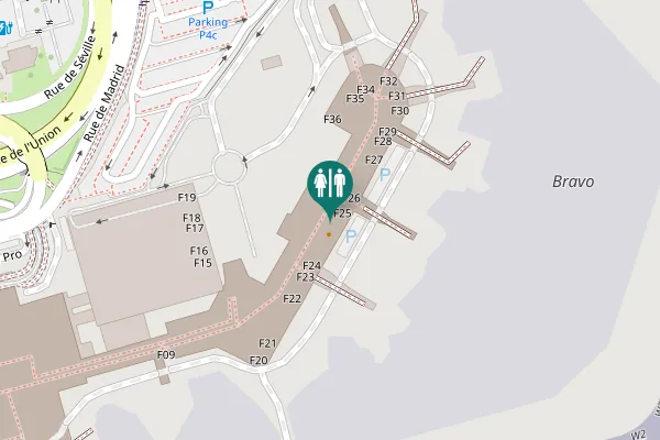 Map showing location of Rue de Madrid Toilet