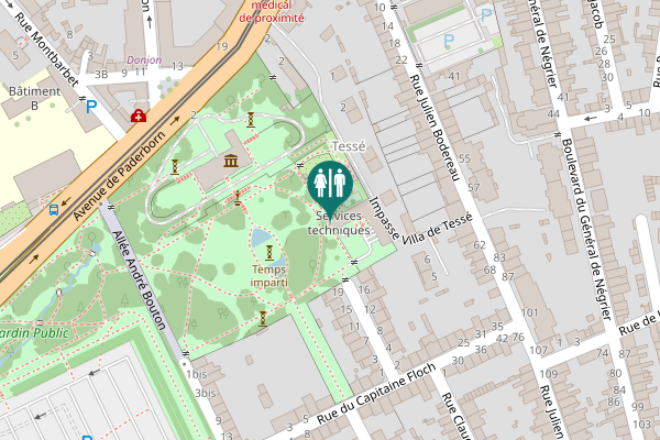 Map showing location of Impasse Villa de Tessé 3 Toilet