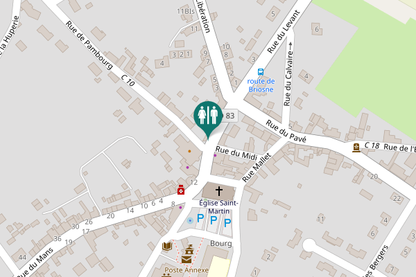 Map showing location of Rue du Centre Toilet