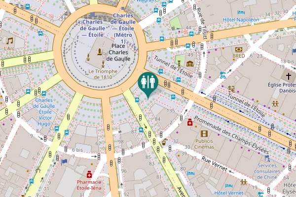 Map showing location of Paris Toilet