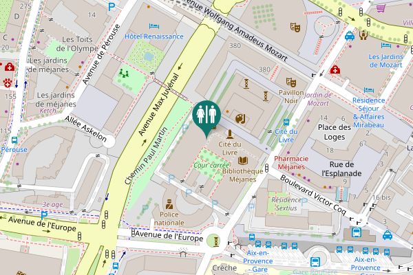 Map showing location of Rue David Toilet