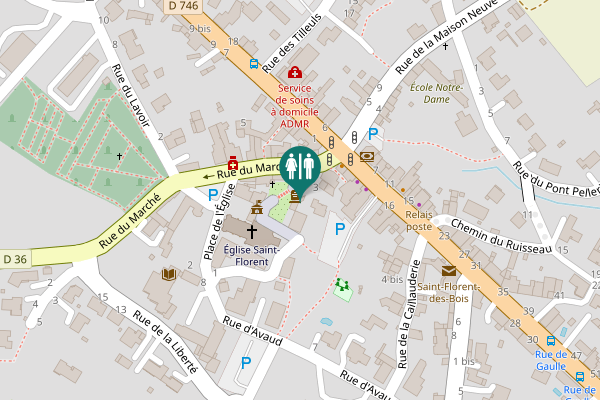 Map showing location of Rives-de-l'Yon Toilet
