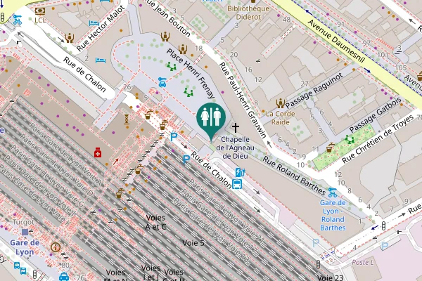 Map showing location of Place Henri Frenay 2 Toilet