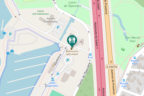 Map showing location of Toilettes publiques