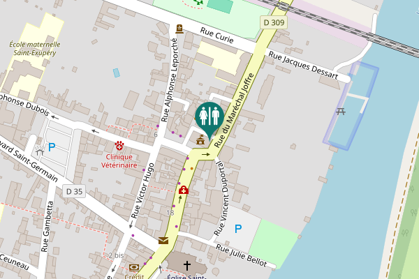 Map showing location of Place de la République Toilet