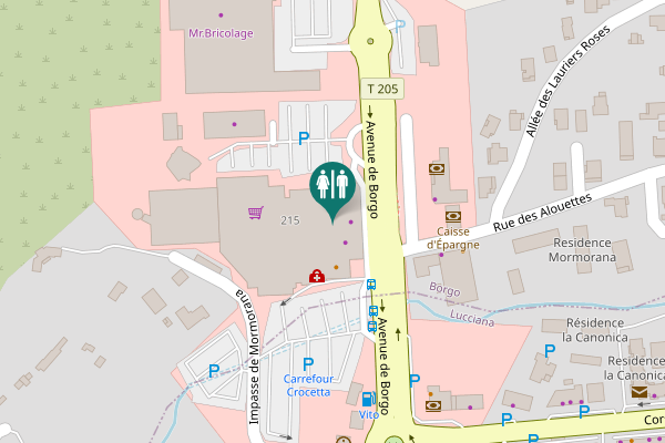 Map showing location of Avenue de Borgo 1er étage Toilet