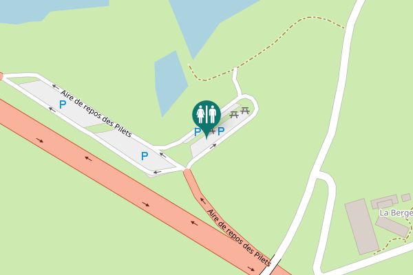 Map showing location of Aire de repos des Pilets Toilet