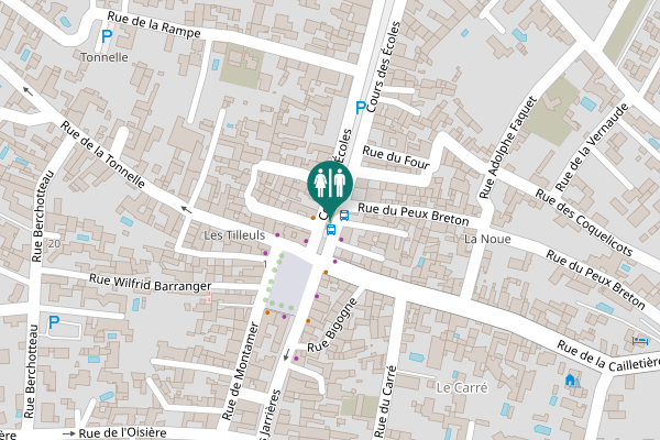 Map showing location of Cours des Écoles Toilet