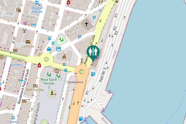 Map showing location of Avenue Pascal Lota Toilet