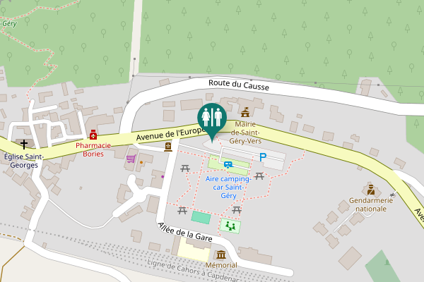 Map showing location of Avenue de l'Europe Toilet