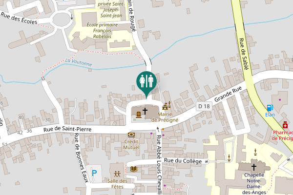 Map showing location of Rue Alain de Rougé Toilet