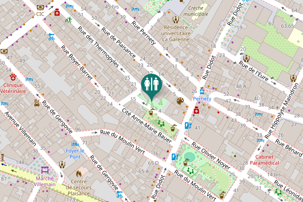 Map showing location of Rue des Thermopyles 9 Toilet