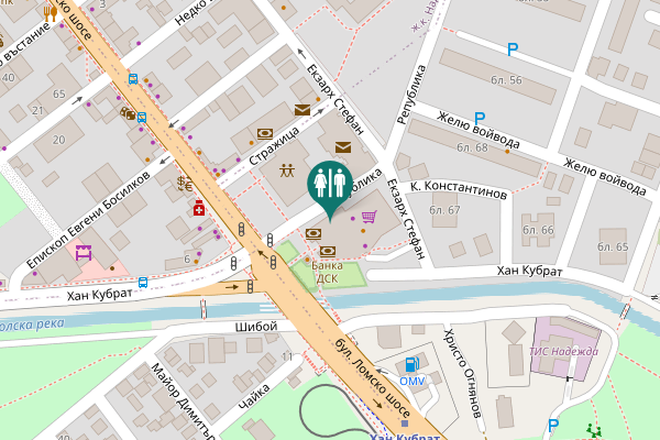 Map showing location of Lomsko shose Blvd. 2А Toilet