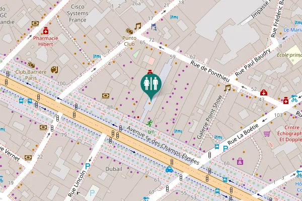 Map showing location of Avenue des Champs-Élysées 76 Toilet