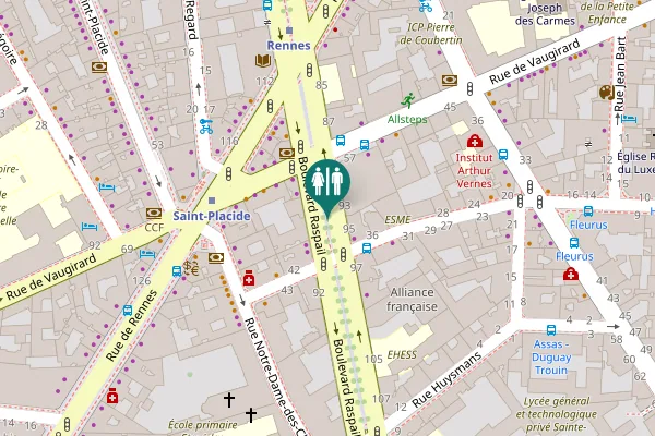 Map showing location of Boulevard Raspail 93 Toilet