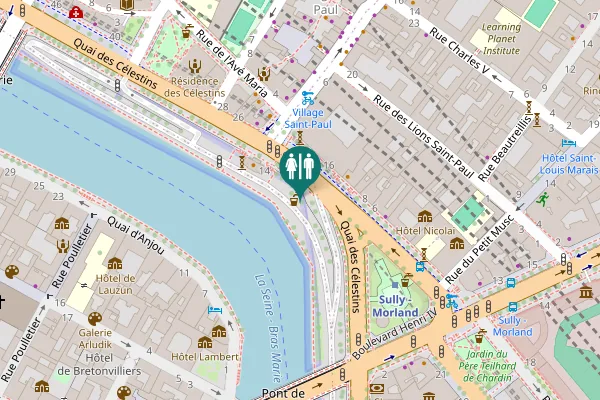 Map showing location of Parc Rives de Seine - Georges Pompidou 14 Toilet