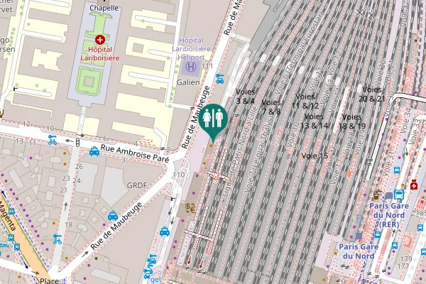 Map showing location of Paris Toilet