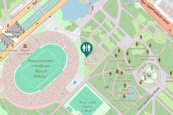 Map showing location of Sofia Toilet