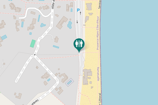 Map showing location of Sentier Littoral Toilet