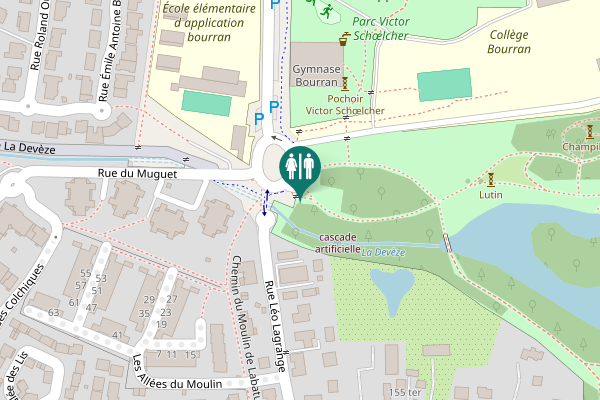 Map showing location of Mérignac Toilet