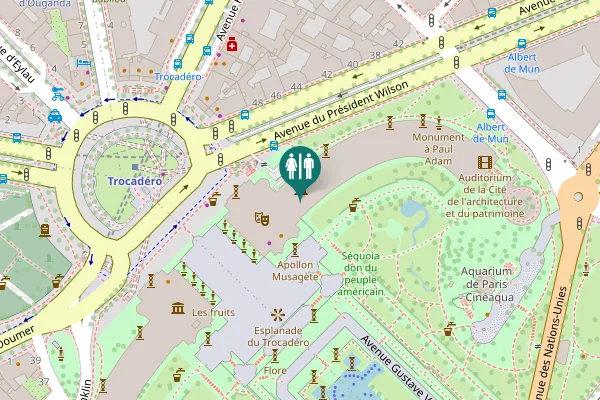 Map showing location of Place du Trocadéro et du 11 Novembre 1918 1 Toilet