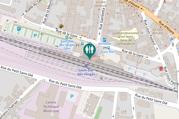 Map showing location of Place Pierre Sémard Toilet