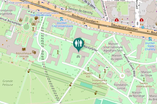 Map showing location of Boulevard Jourdan 9B Toilet