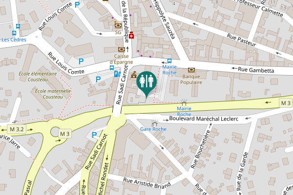 Map showing location of M 3 Toilet