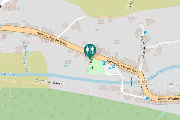 Map showing location of Route du Puy en Velay Toilet
