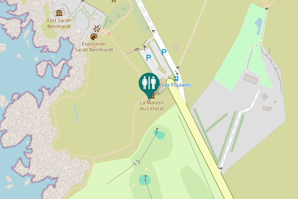 Map showing location of Route des Poulains Toilet