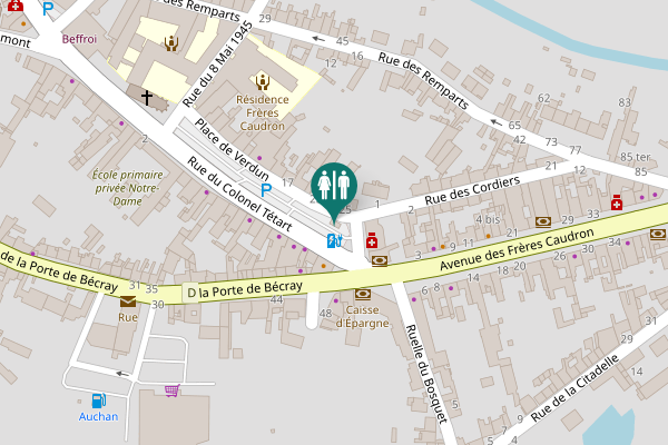 Map showing location of Place de Verdun 25 Toilet