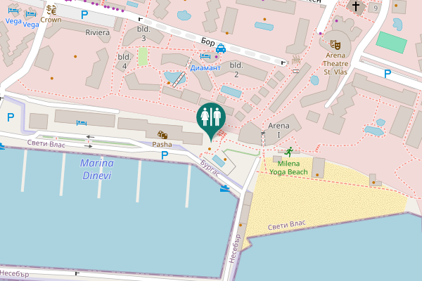 Map showing location of Bor Toilet