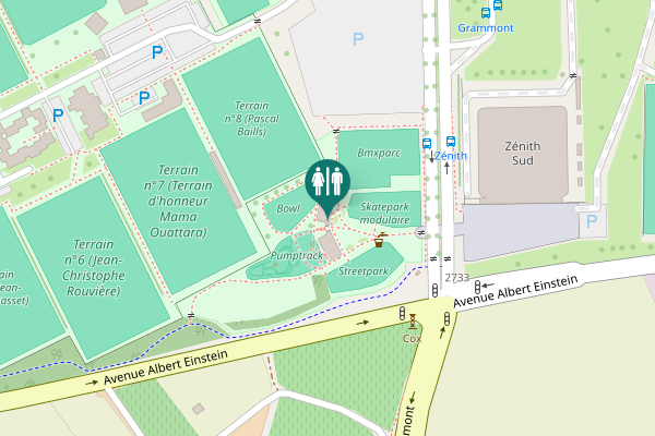 Map showing location of Avenue Albert Einstein Toilet