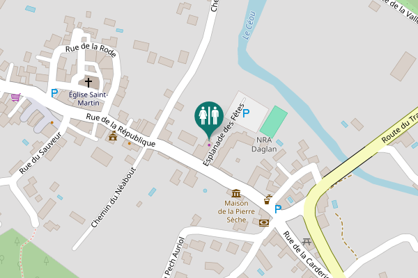 Map showing location of Esplanade des Fêtes Toilet