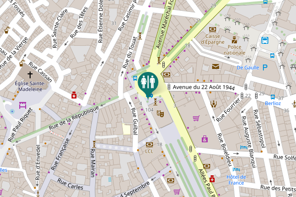 Map showing location of Allées Paul-Riquet 102 Toilet