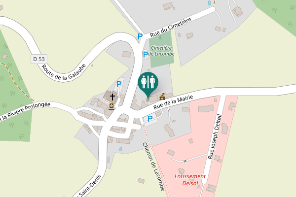 Map showing location of Rue de la Mairie Toilet