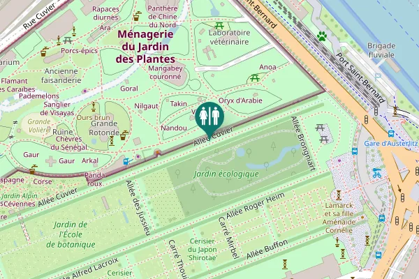 Map showing location of Allée Cuvier Toilet