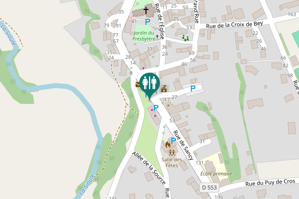 Map showing location of Place de la Fontaine Toilet