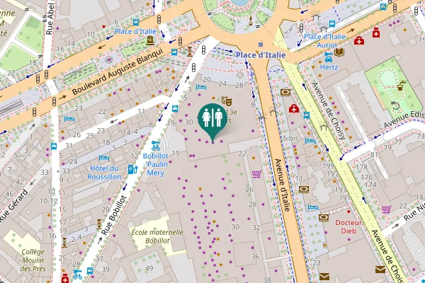 Map showing location of Avenue d'Italie 30 Toilet