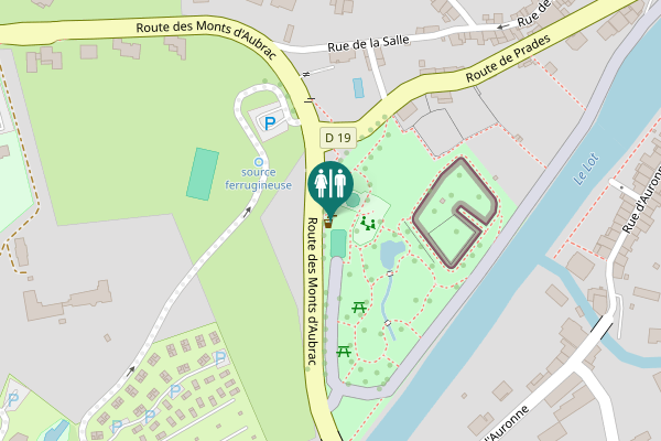 Map showing location of Route des Monts d'Aubrac Toilet