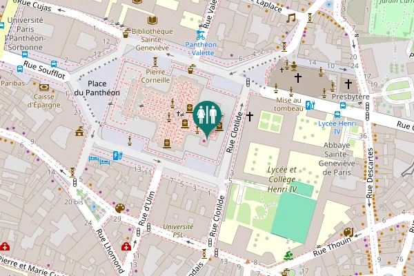 Map showing location of Toilettes de la crypte du panthéon