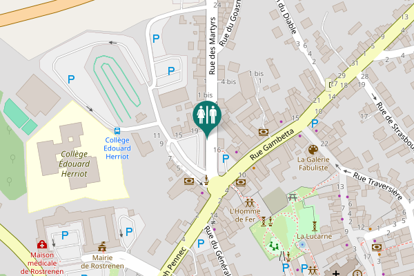 Map showing location of Place du Porz Moeloù 16 Toilet