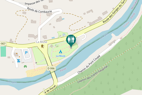 Map showing location of Route des Gorges du Tarn Toilet