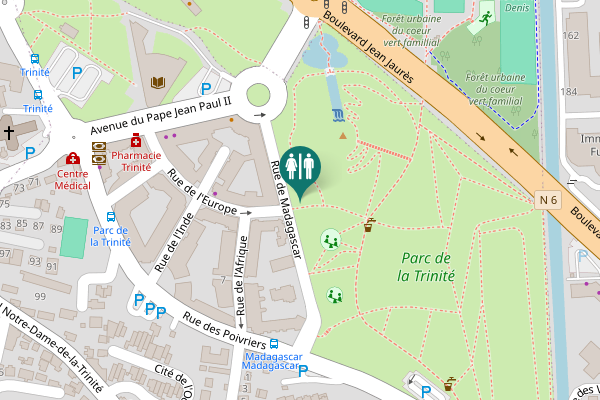 Map showing location of Rue de Madagascar Toilet
