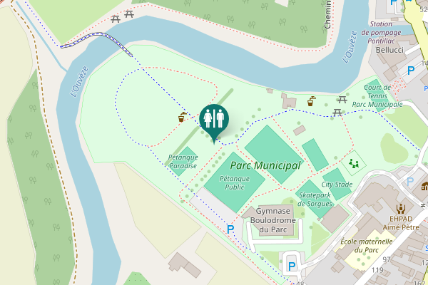 Map showing location of Chemin Pietonnier du parking Oiselay jusqu'à la passerelle Toilet