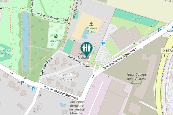 Map showing location of Allée Jean Gabin Toilet