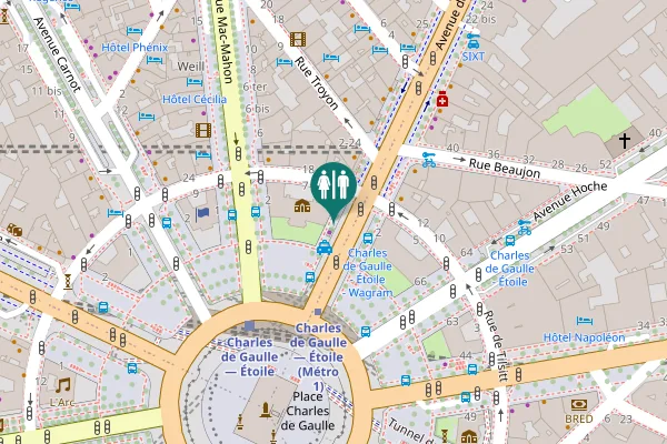 Map showing location of Paris Toilet