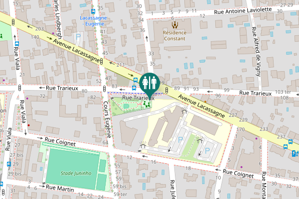 Map showing location of Rue Trarieux Toilet